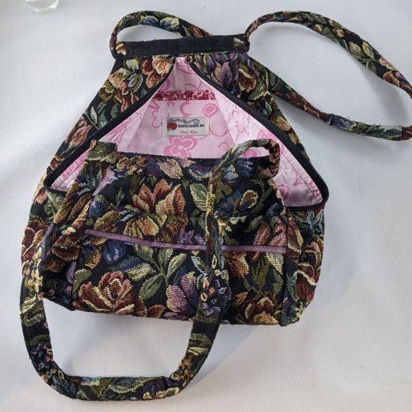 Vintage Handmade Womens Upholstery Folding Velcro Zip Shoulder Bag - Picture 3 of 8